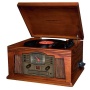 Ricatech 5 in 1 wooden music centre with 3 speed turntable, CD player, cassette player AM and FM radio with external antenna for FM, line in jack, 3.5
