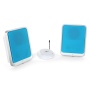 Auna Loft 30 Design Hifi-Funklautsprecher Funkboxen Paar kabellose Regal-Lautsprecher (2-Kanal-Funk-System, 100m Reichweite, 863 - 865MHz) weiß-blau