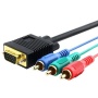 Insten Premium VGA to 3 RCA Component Cable 15 pin M/M, 3 FT / 1 M, Black