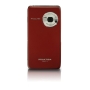 Praktica DMMC-10 Full HD-Videokamera (1080p, mit Fotofunktion (5,0 Mega Pixel), 8,9 cm (3,5Zoll) Display) mit eingebautem Projektor, rot inkl. Tasche