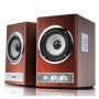 24W RMS 2.0 Channel Wooden Speaker Home Hifi System SD Card and USB Flash Drive Playback Compatible with Any 3.5mm Audio Line-in Device Desktop Laptop