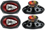 4) New BOSS Chaos CH6940 6x9" 500W 4-Way Car Coaxial Audio Stereo Speakers Red