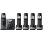 Panasonic KX-TG7645M DECT 6.0 Link-to-Cell via Bluetooth Cordless Phone with Answering System, Metallic Gray, 5 Handsets