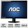 AOC 22" Class Widescreen LED Monitor - 1920 x 1080,16:9,16 million colors,60Hz, 20000000:1 Dynamic, 5ms, VGA, DVI-D, Energy Star - e2252Swdn  e2252Swd