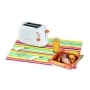 Team - TO35OSET - Toaster 2 fentes, parois froides, thermostat, support petits pains - Coloris blanc/orange + Panière + 2 sets de table