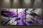 Metal Wall Art Abstract Modern Sculpture Contemporary Large 5 Panels Purple