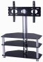 MountRight TV Stands UMount Support TV type cantilever pour écran LED, LCD et plasma jusqu'à 50" Verre noir/pieds argentés