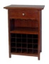 Winsome Wood Wine Cabinet with Drawer and Glass Holder, Walnut