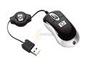 Targus PAUM009Y09U Black/Silver 3 Buttons 1 x Wheel USB Wired Optical Mini Retractable Mouse - Retail