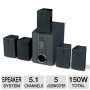 Curtis HTIB1002 Home Theater Speaker System - 5.1 Channel, 150 Watts Total, 4" Subwoofer (Refurbished)  RB-HTIB1002