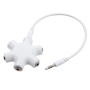 Insten White 5 Ports Round Headset Headphone Earphone Splitter 3.5mm Cap Plug