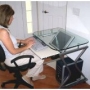 CUZZI TS278T 32" Downview LCD or CRT Monitor Glass-Top Computer Desk