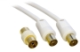 5M Metre TV VCR Video Aerial Coaxial Fly Lead / Cable Male to Male White + Female Coupler - Gold