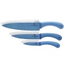 Paula Deen Signature Cutlery 3-Piece Chef Set with Sheaths, Speckle Blueberry