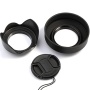 K&F Concept 55mm Camera Lens Accessory Kit - Includes (55mm Flower Petal Lens Hood,3-Stage Rubber Collapsible Lens Hood,Center Pinch Lens Cap)