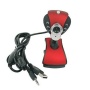 SODIAL(TM) Red Flexible 12 Mega Pixel High Resolution USB Webcam with Microphone/Snapshot/6 LED Light/Clip for Laptop