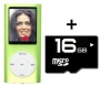 MP4 Player Portabel - bis zu 16 GB durch microSD Speicherkarte - GRÜN - MP3 WMA AMV, FM Radio, E-Book, integrierter Lautsprecher + 16 GB micro SD Kart