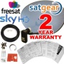 Satgear Sky/Freesat Zone 2 60cm HD Satellite Dish Kit with Brackets, Quad LNB, 20m Single RG6 Cable and Fixings