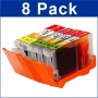 8Pk Ink W/ Chip for Canon Pixma Ip3300 Ip3500 Mx700