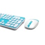 Ordel® Blue Rounded Retro Key Wireless 2.4GHz Keyboard and Mouse For Computer & Laptop