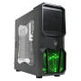CiT Neptune Gehäuse für Gaming-PC (grüner 12-cm-LED-Ventilator), Schwarz