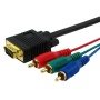 Insten Premium VGA to 3 RCA Component Cable 15 pin M/M, 12 FT / 3.7 M, Black