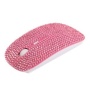 Crystal Rhinestone Wireless Slimline Flat Laptop Computer Mouse (Pink)