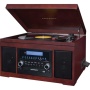Crosley CR2415A-MA Cannon 3-Speed Turntable with CD/Cassette Player and Auxiliary Input (Mahogany)