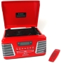 Steepletone Classic Roxy 2 Red with Record Turntable - CD Player with Remote control + FM / AM Radio & USB MP3 Player port