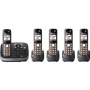 Panasonic KX-TG6545B DECT 6.0 PLUS Expandable Digital Cordless Phone with Answering System, Black, 5 Handsets