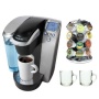 Keurig K75 Platinum Silver Brewing System w/ Bonus 12 K-Cup & Water Filer Kit -B70 + 2-Piece 10 oz. ARC Handy Glass Coffee Mug + 28 K-Cup Carousel