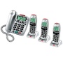 Binatone Silver Speak Easy Big Button Combo Quad 3610 Cordless Wireless Telephone with Answer Machine (1 Desk Set + 3 Cordless Phone)