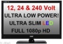 24" Ultra Slim LED Full HD Digital Freeview USB Record TV DVD. Caravan HGV Boat. 12 / 24 VOLT DC 12V + 240