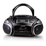 AXESS Portable Boombox with AM/FM Radio, CD/MP3 Player, USB/SD, Cassette Recorder and Headphone Jack (Black)