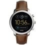 Fossil Q FTW4003 Men's Explorist Leather Strap Touchscreen Smartwatch, Brown/Black