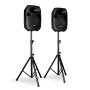 Skytec SPS122 PA-Lautsprecher Set Standlautsprecher Standboxen mit Stativ (Aktiv-Passiv-Boxen Paar, 700W, AUX-IN, Klinken- und XLR-Mikrofon-IN, 2 Laut