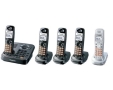 Panasonic KX-TG9345PK DECT 6.0 Expandable Digital Cordless Phone Digital Answering System and Dual Keypads 4 chargers, 5 Handsets (4 Black, 1 Silver)